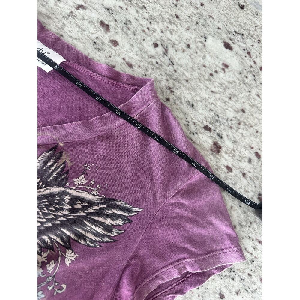 Purple cotton y2k grunge style graphic tee Floral V-Neck XL - Picture 5 of 7